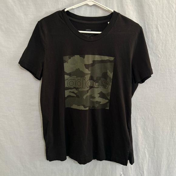Women's Adidas Black and Camo Short Sleeve Shirt - Picture 1 of 3